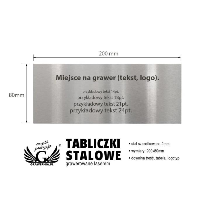 Tabliczka stalowa z dowolnym grawerem - wym. 200x80x2mm - TAB100