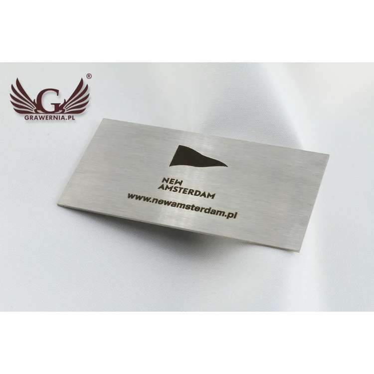 TABLICZKA STALOWA z LOGO TWOJEJ FIRMY - wym. 80x40x1mm