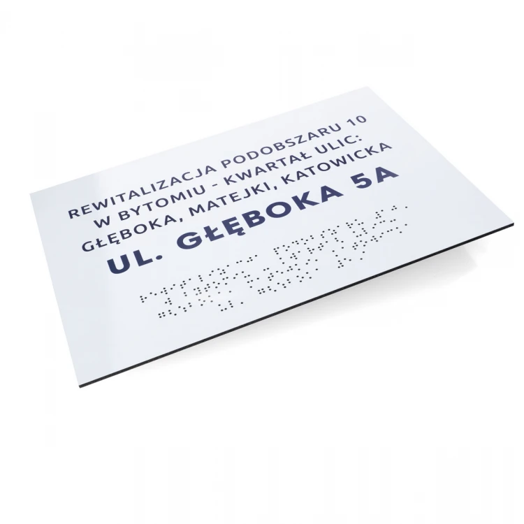 Tabliczka z białego dibondu z pismem Braille'a - wym. 297x210mm (A4) - TAB474