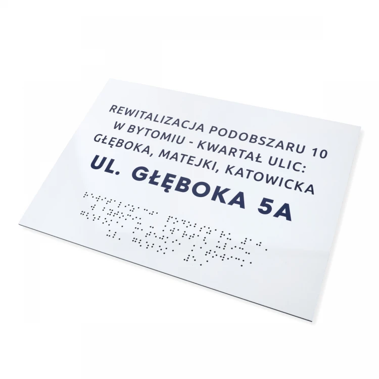 Tabliczka z białego dibondu z pismem Braille'a - wym. 297x210mm (A4) - TAB474