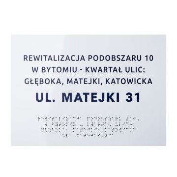 Tabliczka z białego dibondu z pismem Braille'a - wym. 297x210mm (A4) - TAB474