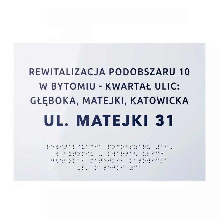 Tabliczka z białego dibondu z pismem Braille'a - wym. 297x210mm (A4) - TAB474