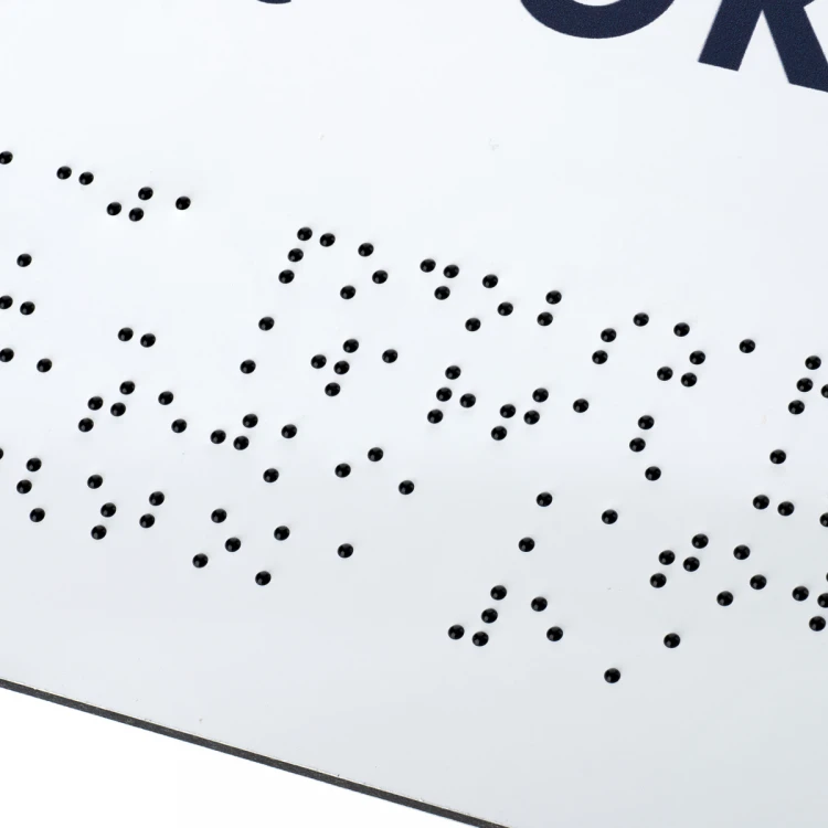 Tabliczka z białego dibondu z pismem Braille'a - wym. 297x210mm (A4) - TAB474