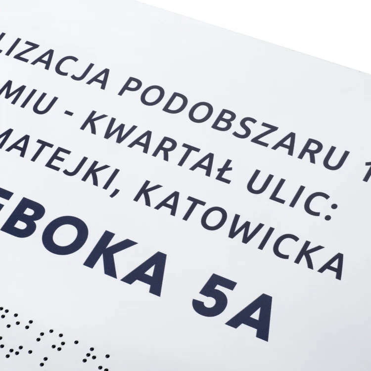 Tabliczka z białego dibondu z pismem Braille'a - wym. 297x210mm (A4) - TAB474
