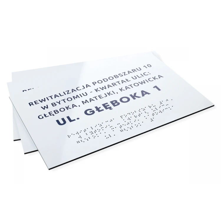 Tabliczka z białego dibondu z pismem Braille'a - wym. 297x210mm (A4) - TAB474