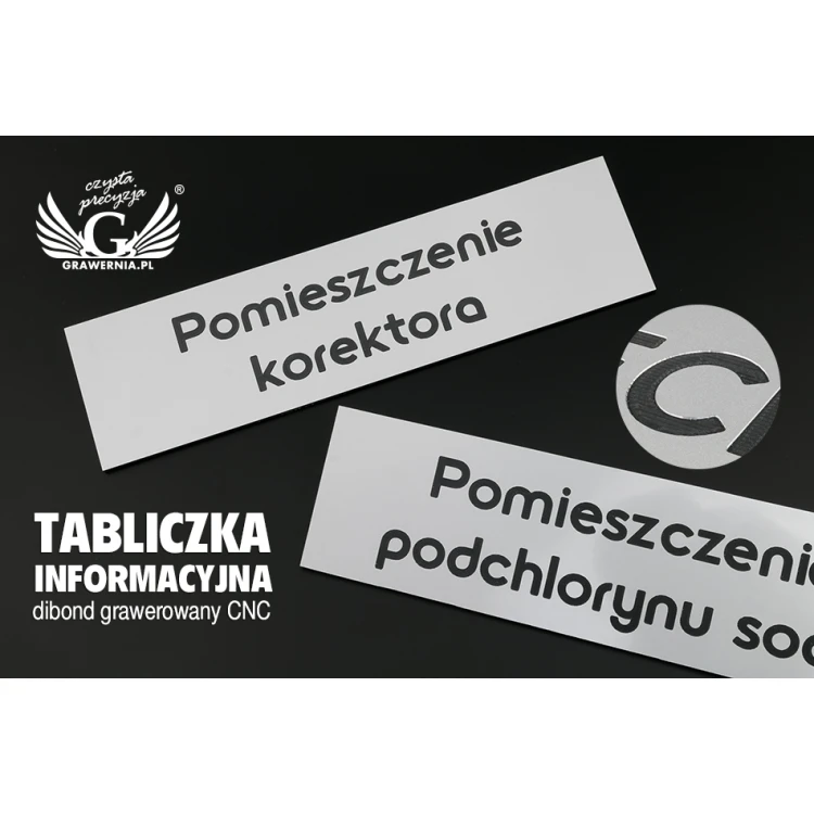 Tabliczka z dibondu grawerowana CNC - DIBOND MAT 3mm wymiary: 300x80mm - TAB097