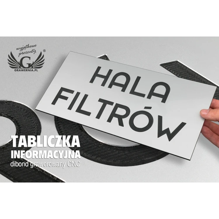Tabliczka z dibondu grawerowana CNC - DIBOND MAT 3mm wymiary: 300x140mm - TAB098