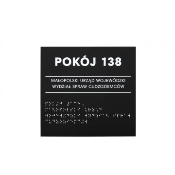Tabliczka z  pismem Braille'a - akryl czarny mat - wym. 160x180mm - DARK - TAB389
