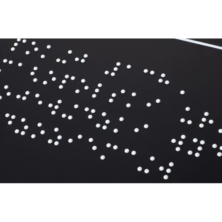 Tabliczka z  pismem Braille'a - akryl czarny mat - wym. 160x180mm - DARK - TAB389