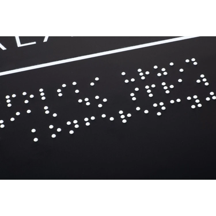 Tabliczka z pismem Braille'a - akryl czarny mat - wym. 350x420mm - DARK - TAB390