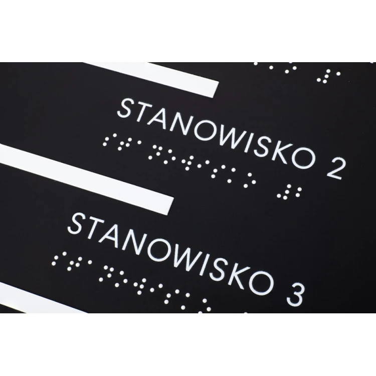 Tabliczka z pismem Braille'a - akryl czarny mat i biała ADA - wym. 350x420mm - DARK - TAB391
