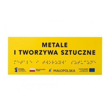 Tabliczka z pismem Braille'a - żółty laminat grawerski 3mm - wym. 200x80mm - TAB393 