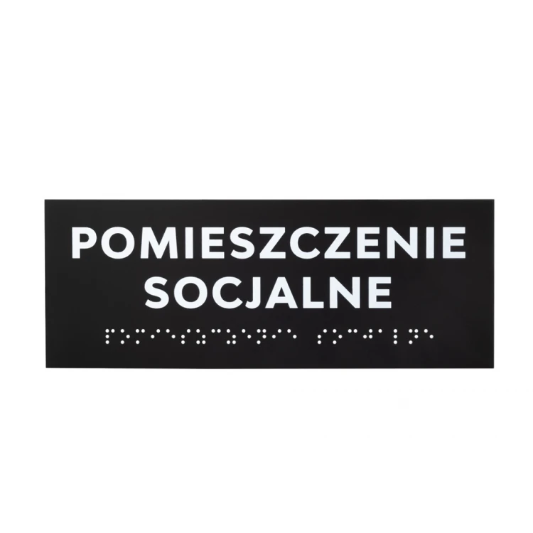 Tabliczka z pismem Braille'a - akryl czarny mat - wym. 200x75mm - DARK - TAB423 