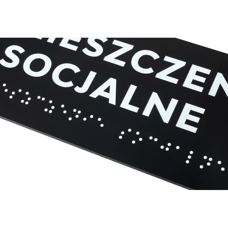 Tabliczka z pismem Braille'a - akryl czarny mat - wym. 200x75mm - DARK - TAB423 