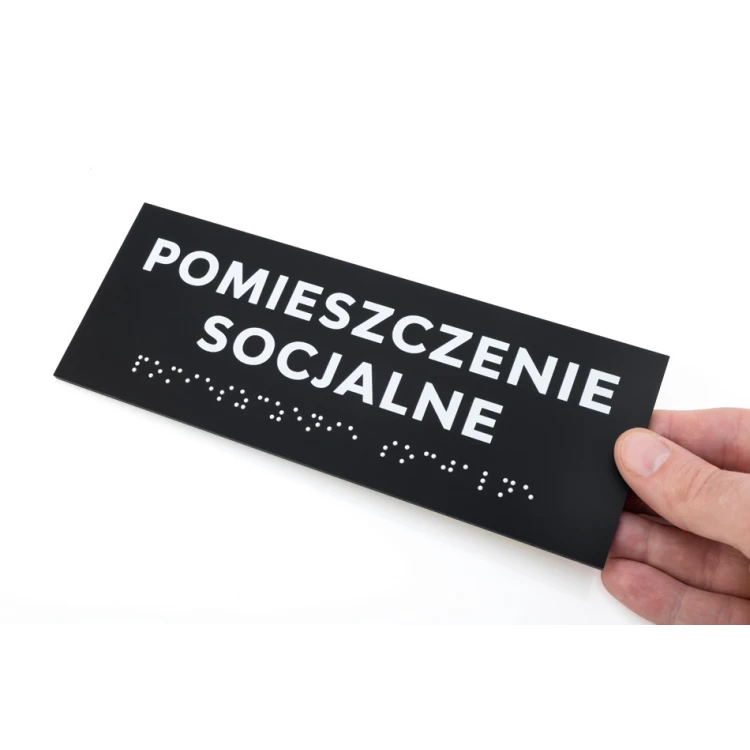 Tabliczka z pismem Braille'a - akryl czarny mat - wym. 200x75mm - DARK - TAB423 