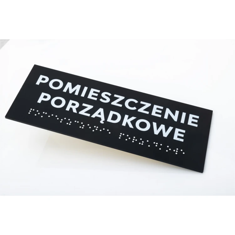 Tabliczka z pismem Braille'a - akryl czarny mat - wym. 200x75mm - DARK - TAB423 