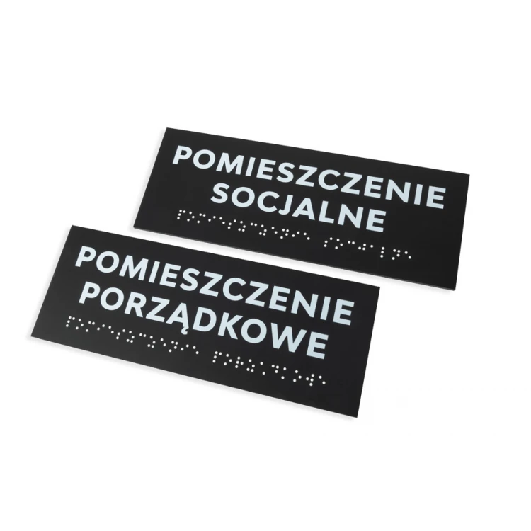 Tabliczka z pismem Braille'a - akryl czarny mat - wym. 200x75mm - DARK - TAB423 