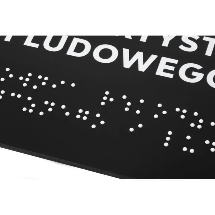 Tabliczka z pismem Braille'a - akryl czarny mat - wym. 250x100mm - DARK - TAB424