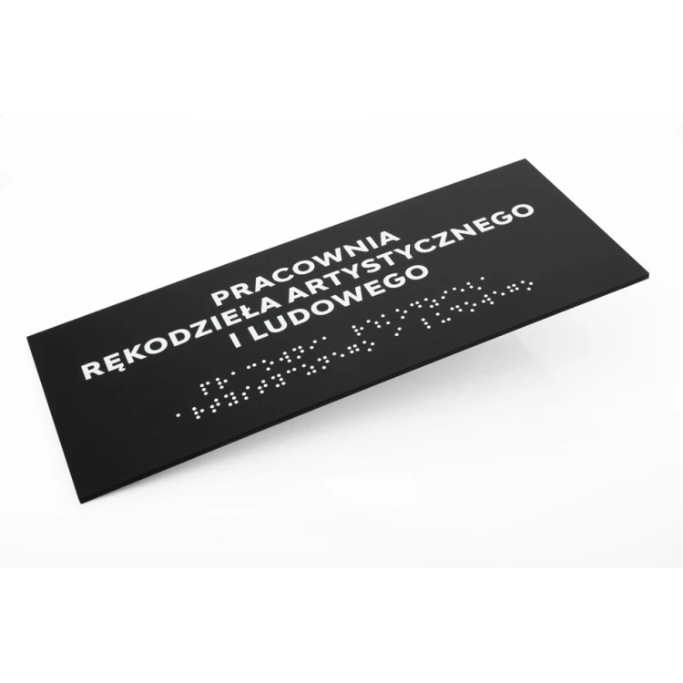 Tabliczka z pismem Braille'a - akryl czarny mat - wym. 250x100mm - DARK - TAB424