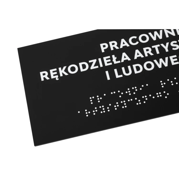 Tabliczka z pismem Braille'a - akryl czarny mat - wym. 250x100mm - DARK - TAB424