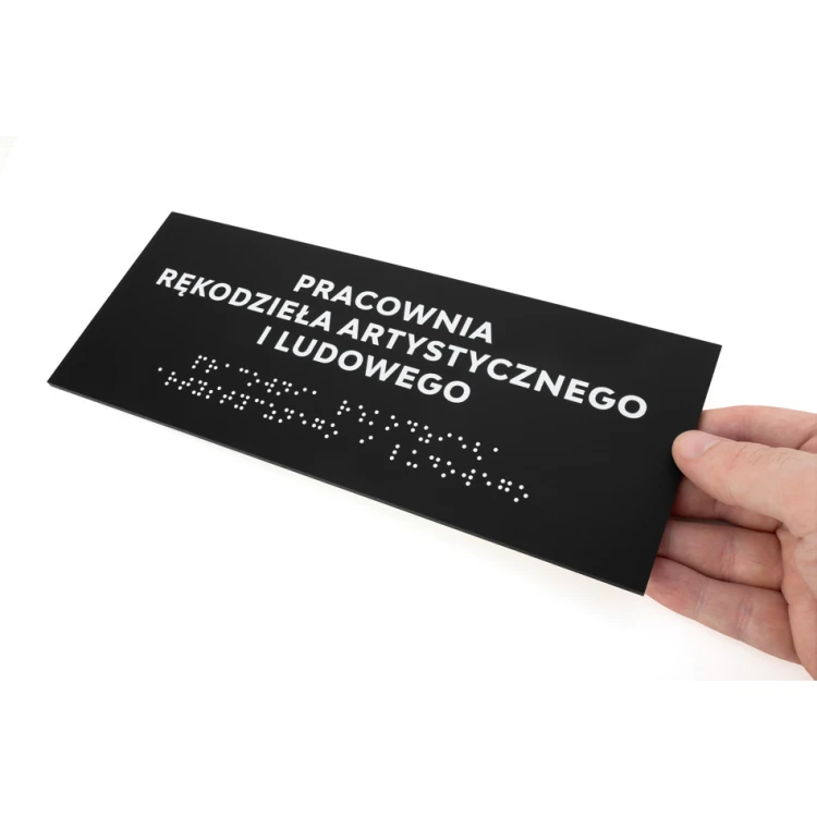Tabliczka z pismem Braille'a - akryl czarny mat - wym. 250x100mm - DARK - TAB424