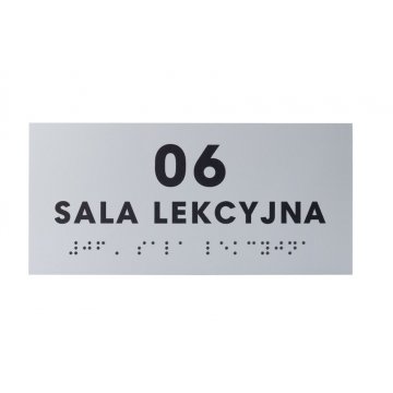 Tabliczka z pismem Braille'a - srebrny laminat grawerski 3mm - wym. 160x75mm - TAB434