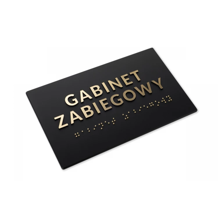 Tabliczka z pismem Braille'a - akryl czarny mat i laminat grawerski - wym. 160x93mm - TAB491