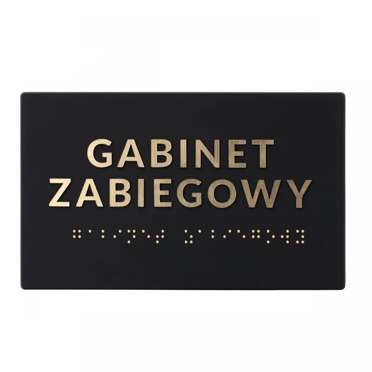 Tabliczka z pismem Braille'a - akryl czarny mat i laminat grawerski - wym. 160x93mm - TAB491