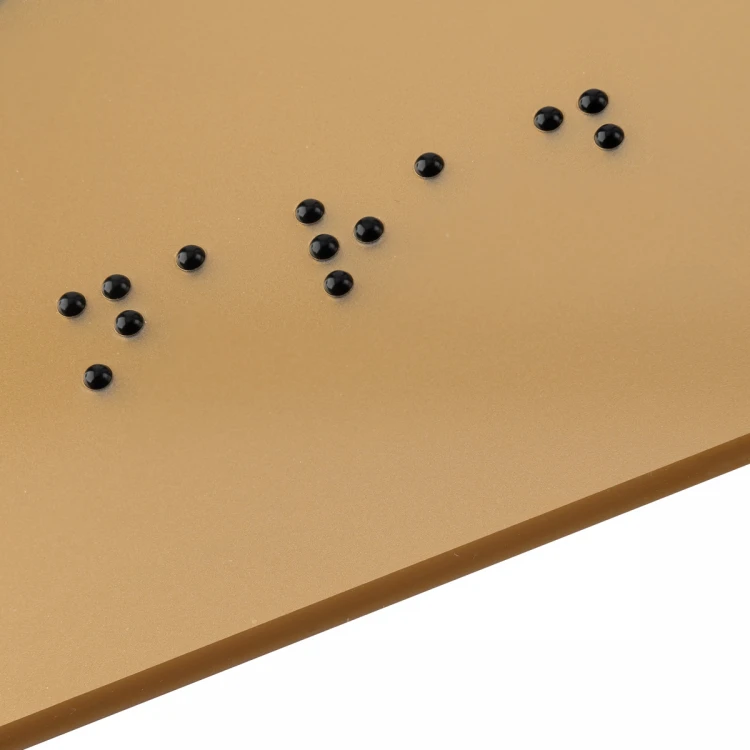 Tabliczka z pismem Braille'a - akryl złoty - wym. 200x100mm - TAB493