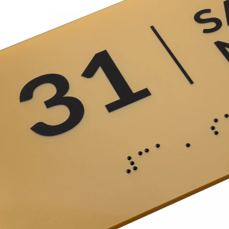 Tabliczka z pismem Braille'a - akryl złoty - wym. 200x100mm - TAB493