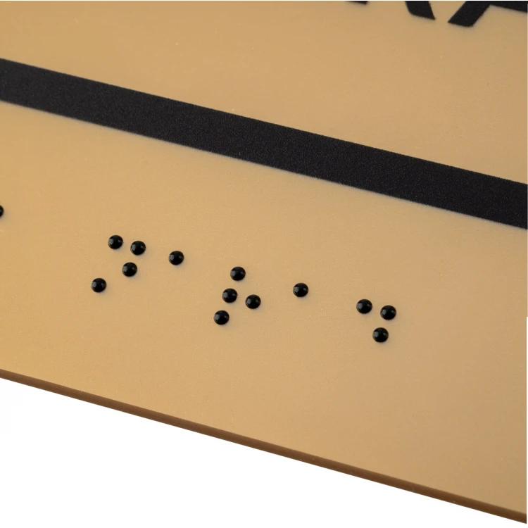 Tabliczka z pismem Braille'a - akryl złoty - wym. 200x100mm - TAB494
