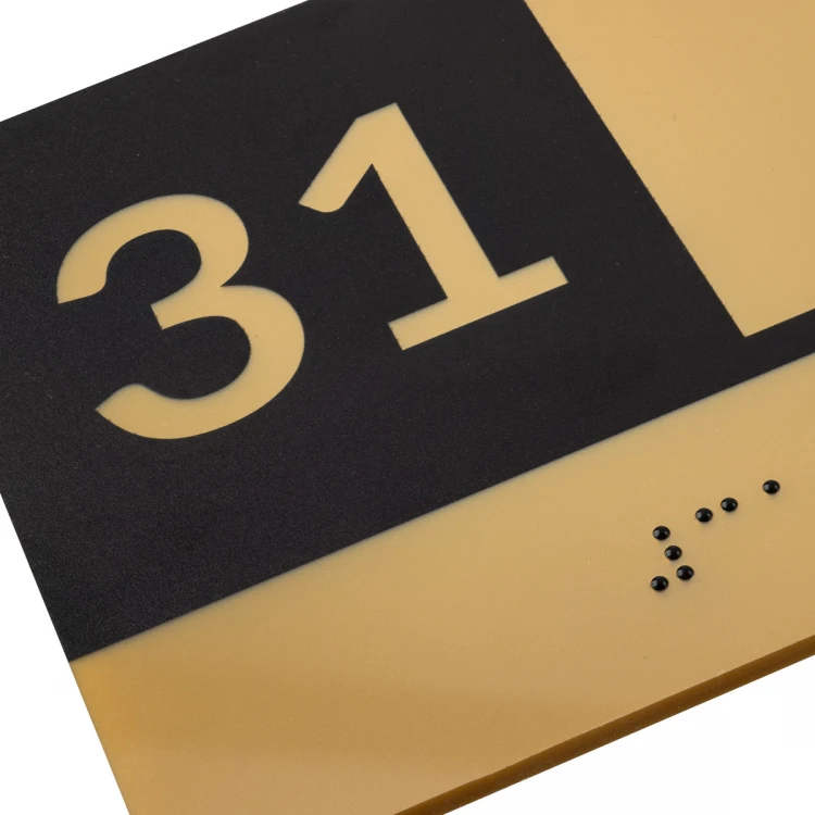 Tabliczka z pismem Braille'a - akryl złoty - wym. 200x100mm - TAB494