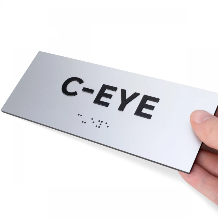 Tabliczka z wypukłymi literami i pismem Braille'a - laminat srebrny - wym. 180x70mm - TAB497