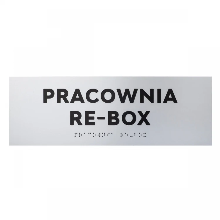 Tabliczka z wypukłymi literami i pismem Braille'a - laminat srebrny - wym. 295x100mm - TAB498