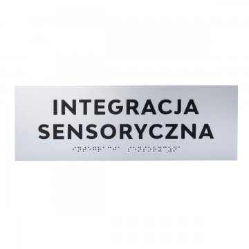 Tabliczka z wypukłymi literami i pismem Braille'a - laminat srebrny - wym. 295x100mm - TAB499
