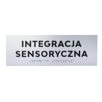 Tabliczka z wypukłymi literami i pismem Braille'a - laminat srebrny - wym. 295x100mm - TAB499