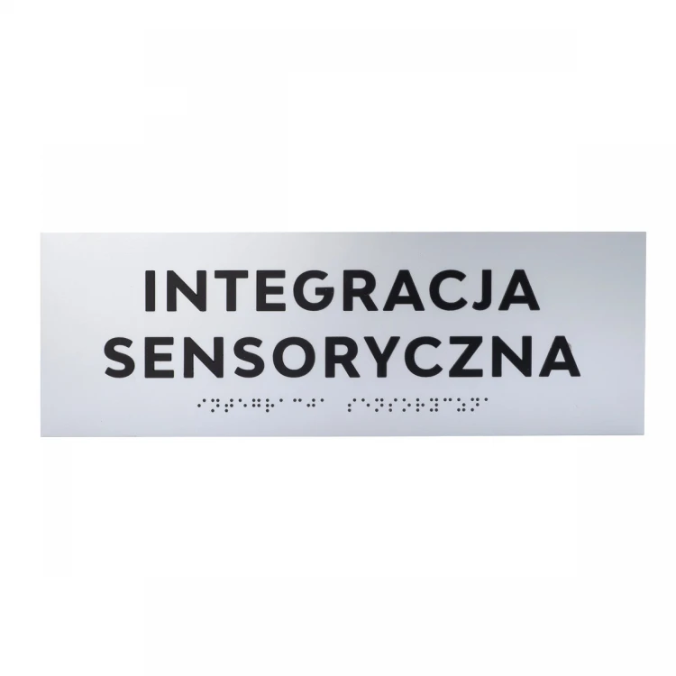 Tabliczka z wypukłymi literami i pismem Braille'a - laminat srebrny - wym. 295x100mm - TAB499