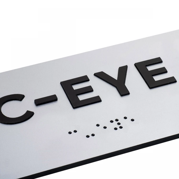 Tabliczka z wypukłymi literami i pismem Braille'a - laminat srebrny - wym. 180x70mm - TAB497