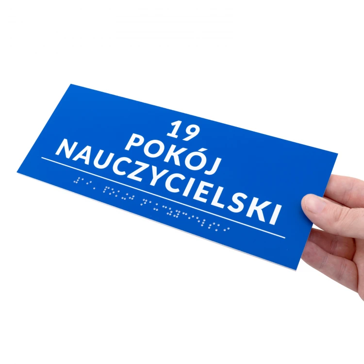 Tabliczka z pismem Braille'a - wym. 250x100mm - PCW twarde - DECO BLUE - TAB527 
