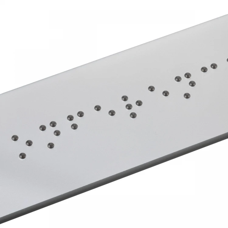 Tabliczka z pismem Braille'a - akryl srebrny - wym. 150x22mm - TAB488
