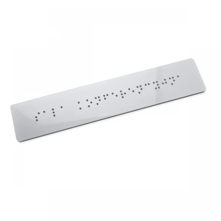Tabliczka z pismem Braille'a - akryl srebrny - wym. 150x22mm - TAB488