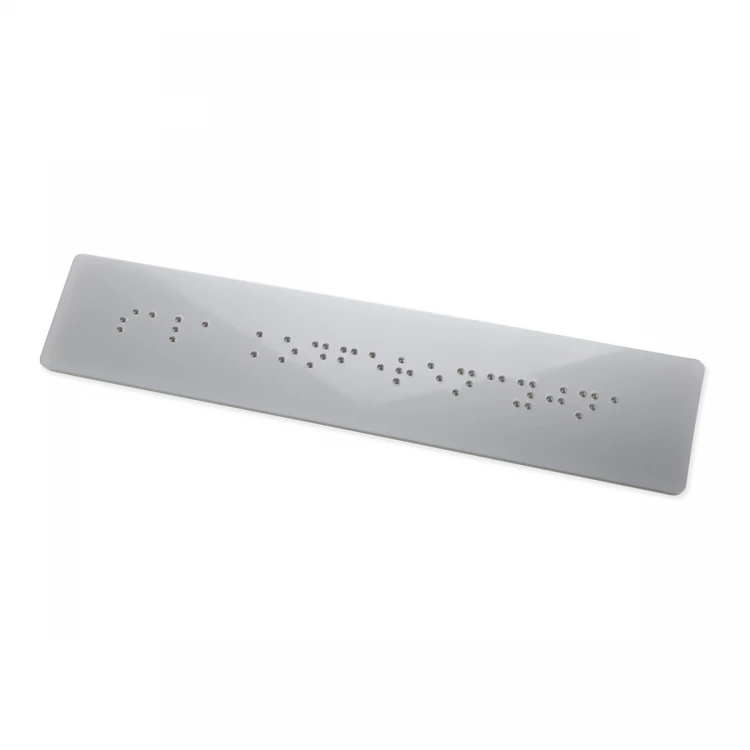 Tabliczka z pismem Braille'a - akryl srebrny - wym. 150x22mm - TAB488