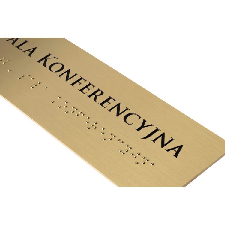 Tabliczka z pismem Braille'a - mosiądz 1,6mm - wym. 200x60mm - TAB394 