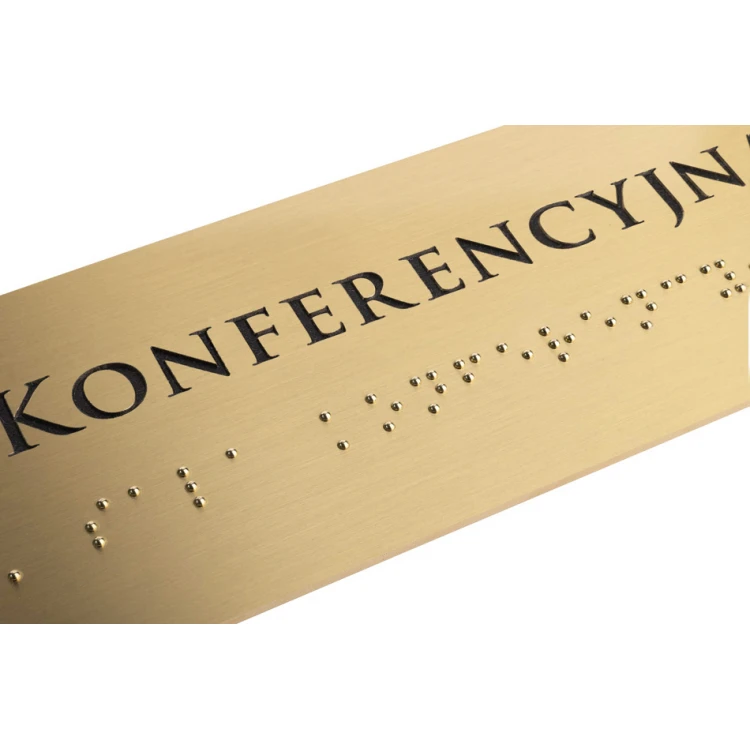 Tabliczka z pismem Braille'a - mosiądz 1,6mm - wym. 200x60mm - TAB394 