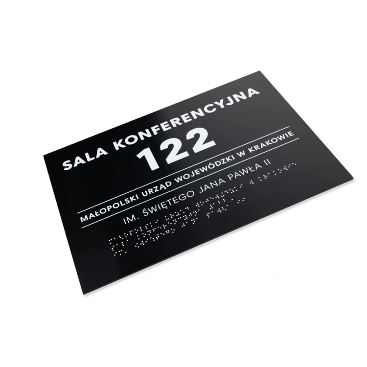 Tabliczka z dowolnym tekstem i pismem Braille'a - wym. 350x250mm - PCW twarde - TAB449