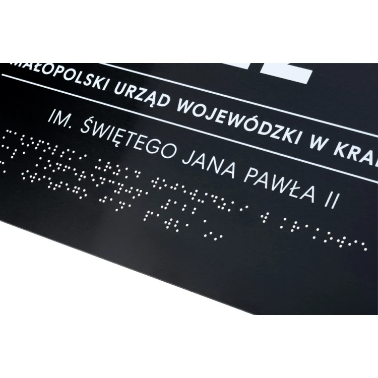 Tabliczka z dowolnym tekstem i pismem Braille'a - wym. 350x250mm - PCW twarde - TAB449