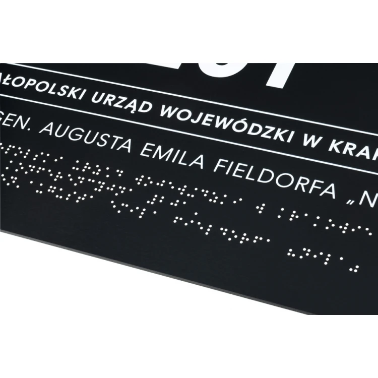Tabliczka z dowolnym tekstem i pismem Braille'a - wym. 350x250mm - PCW twarde - TAB450