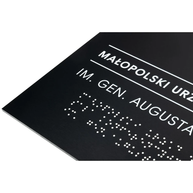 Tabliczka z dowolnym tekstem i pismem Braille'a - wym. 350x250mm - PCW twarde - TAB450