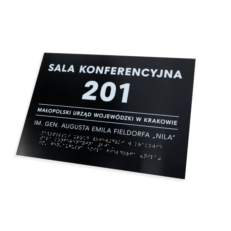 Tabliczka z dowolnym tekstem i pismem Braille'a - wym. 350x250mm - PCW twarde - TAB450
