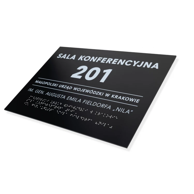 Tabliczka z dowolnym tekstem i pismem Braille'a - wym. 350x250mm - PCW twarde - TAB450
